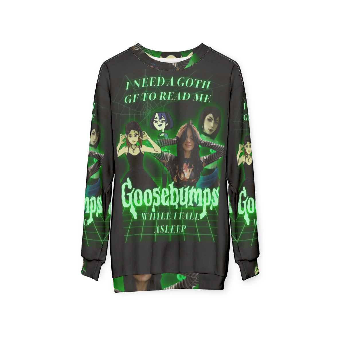 Goth GF Goosebumps themed gothic sweatshirt - hanging