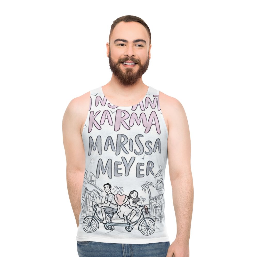 Instant Karma Unisex Tank Top with Sketch Art Design - men