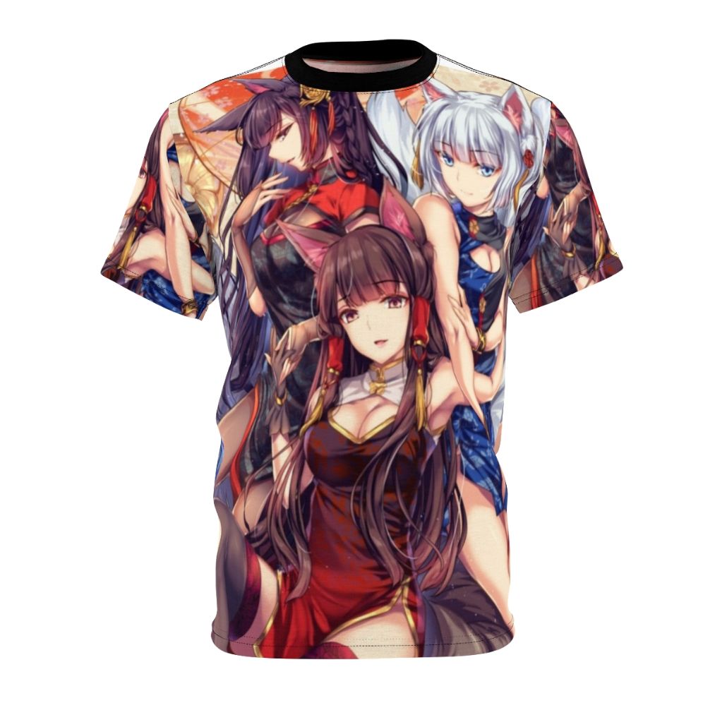 Anime-style illustration of the Sakura Empire shipgirls from the video game Azur Lane on a t-shirt