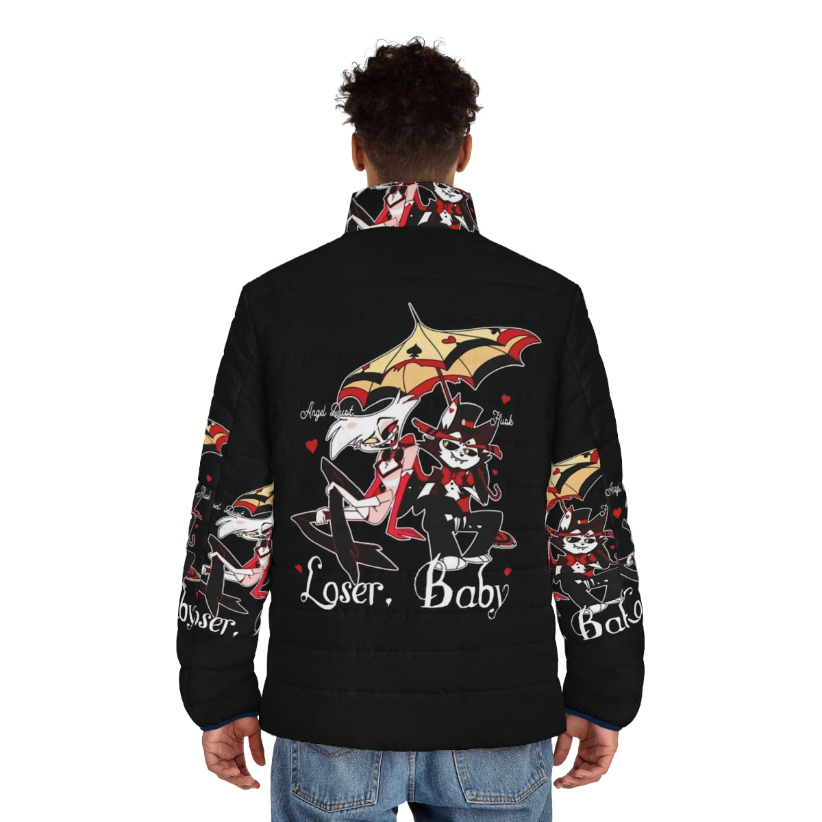 Hazbin Hotel Angel Dust x Husk Demon Fashion Puffer Jacket - men back