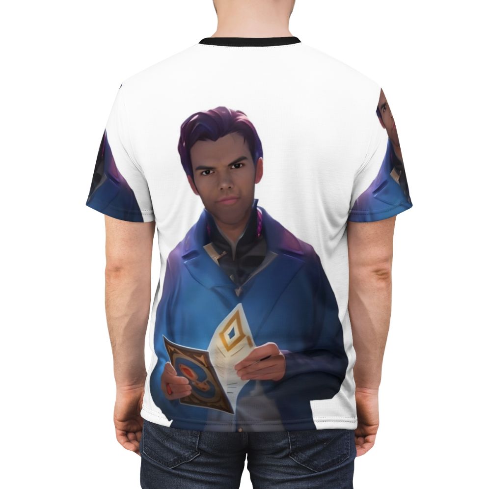 A vibrant, high-quality t-shirt featuring a custom Bridgerton fanart design of the character Colin Bridgerton. - men back