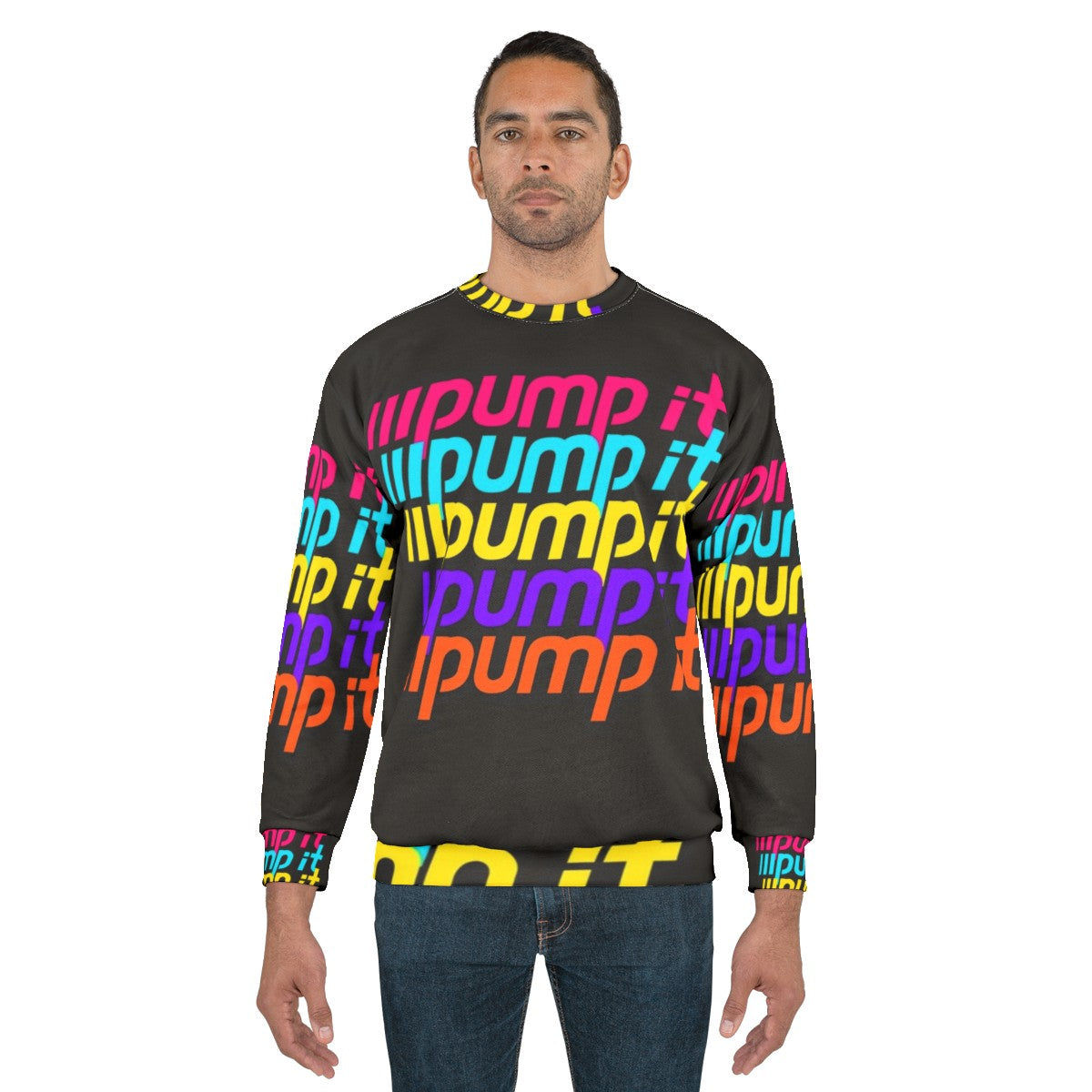 Retro 80s/90s neon pink "I Wanna Pump It" sweatshirt - men