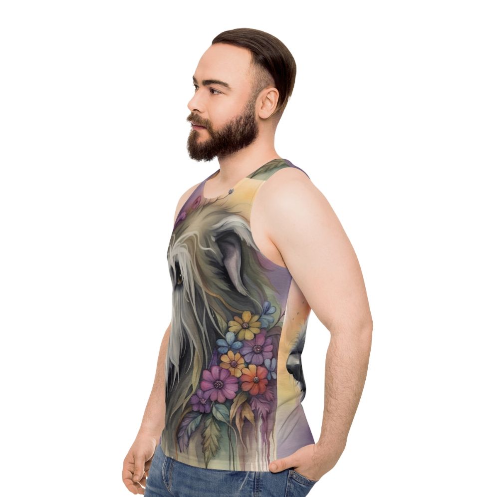 Bohemian Irish Wolfhound Floral Watercolor Tank Top - men side