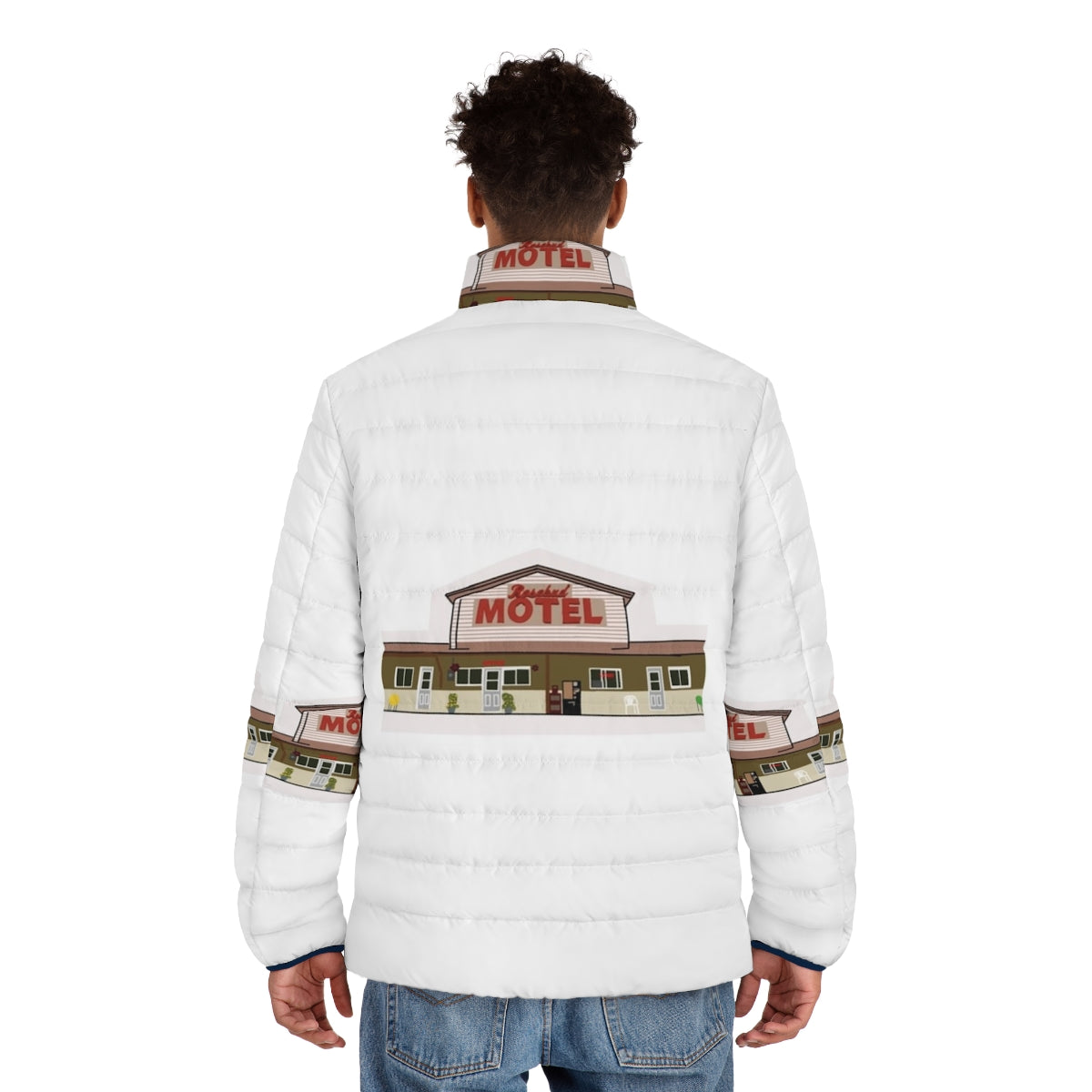 Rosebud Motel Puffer Jacket from the popular TV series Schitt's Creek - men back