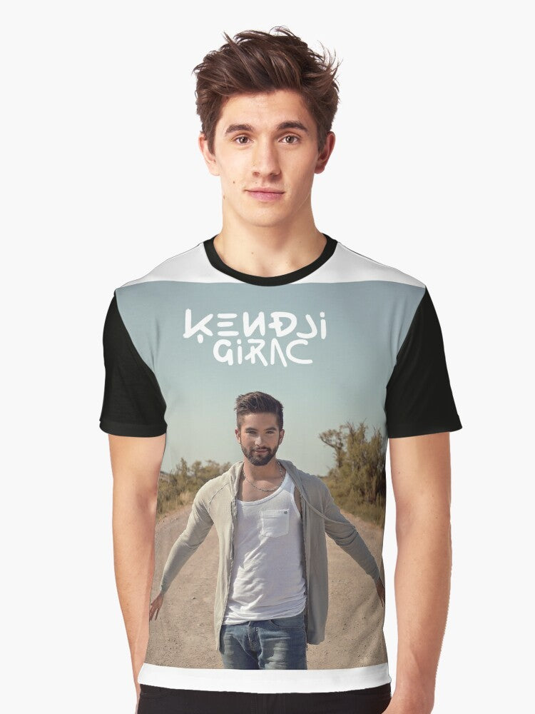 Kendji Girac, a French singer of Gitano origin, featured on a graphic t-shirt design. - Men