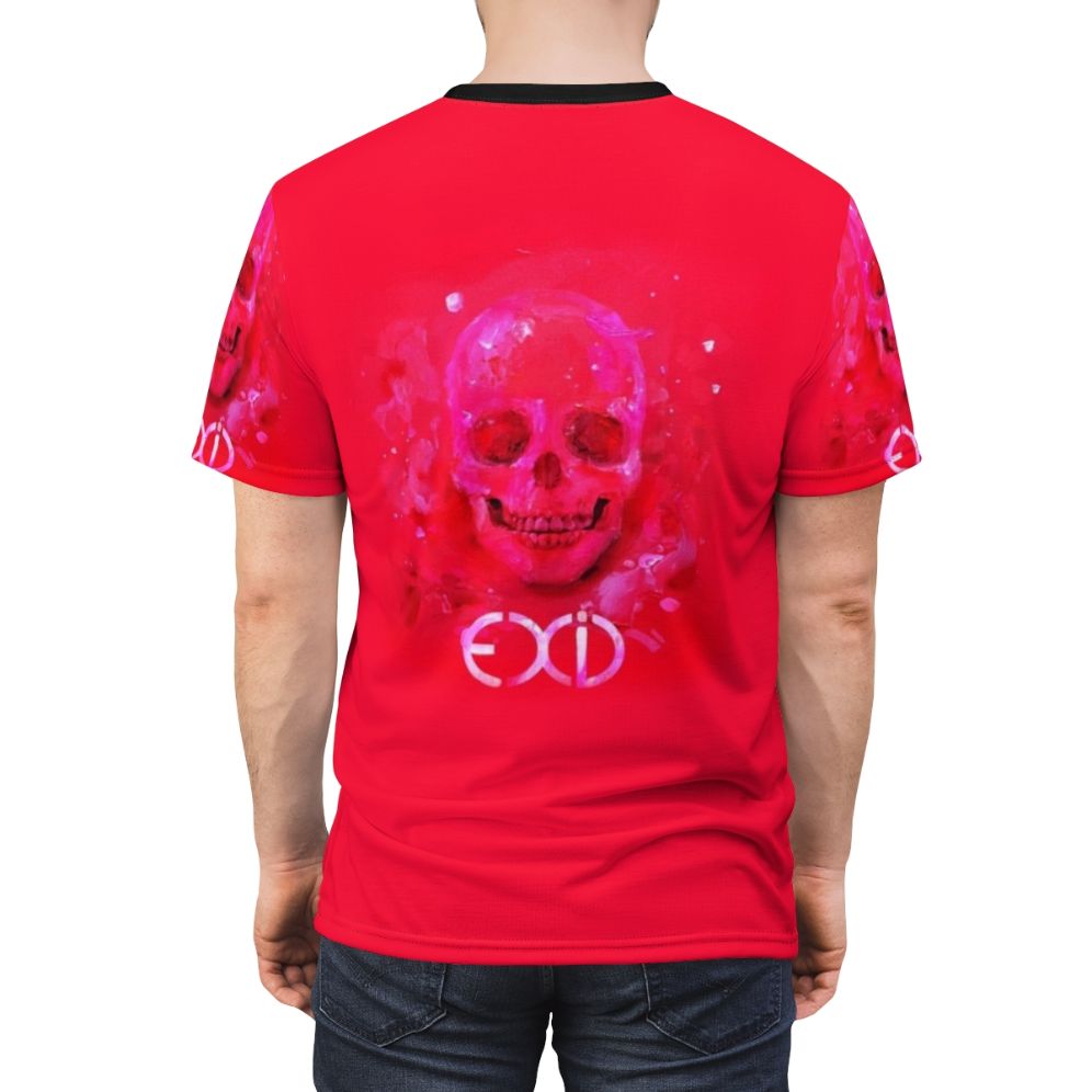 Hot pink t-shirt with a skull design inspired by the popular K-pop group EXID - men back