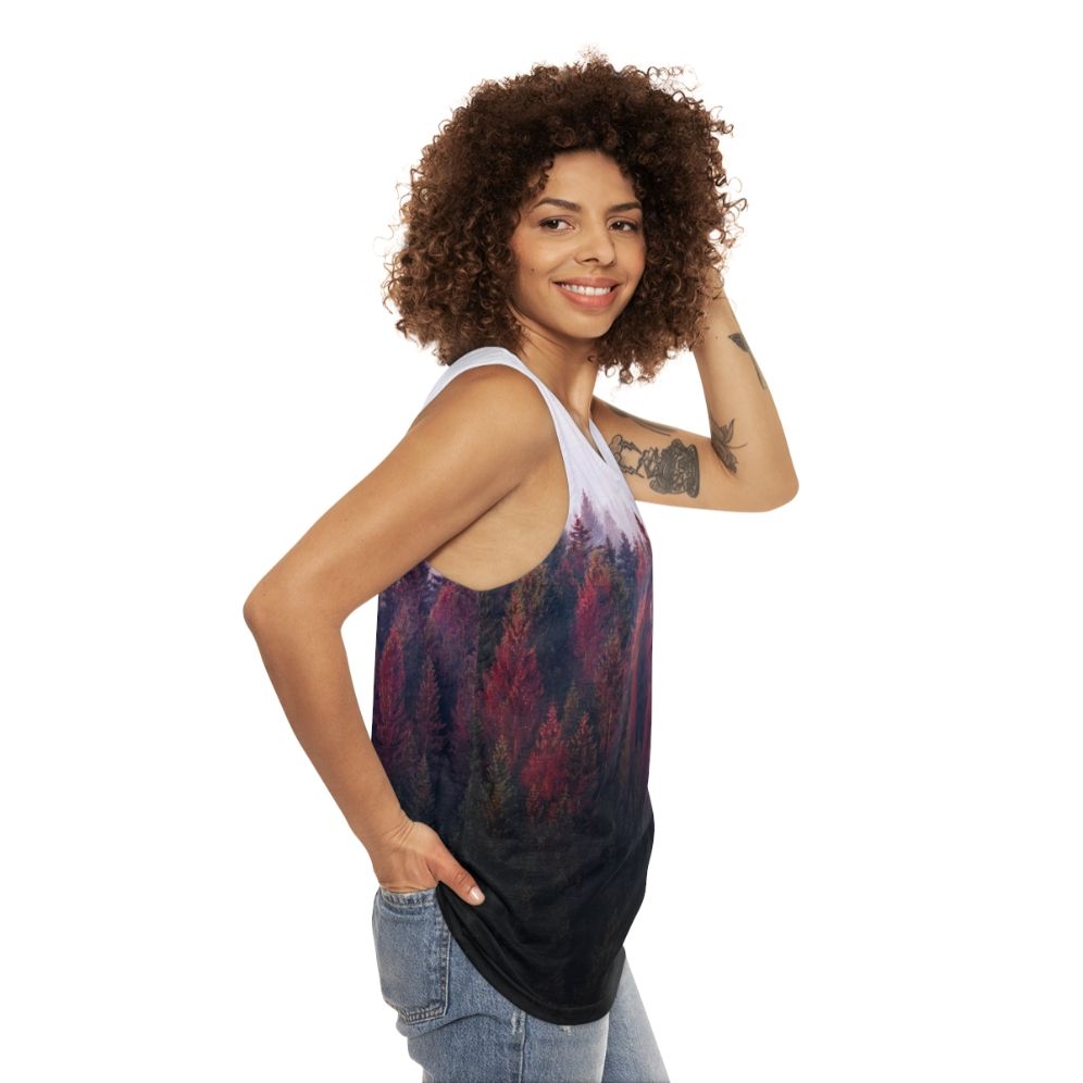 Unisex nature inspired mountain landscape tank top - women side