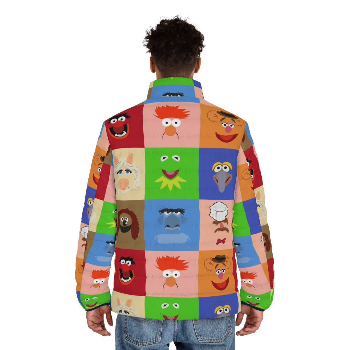 Muppets Puffer Jacket with Kermit the Frog, Miss Piggy, and other beloved Muppet characters - men back