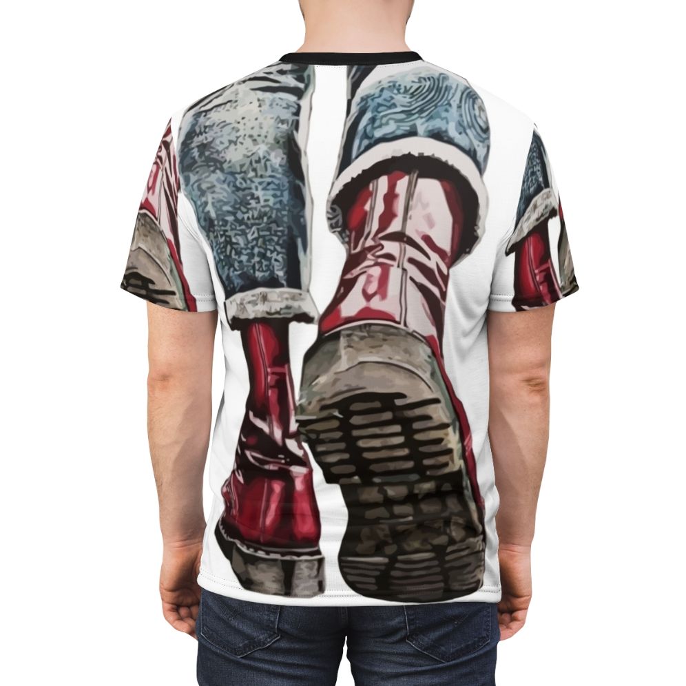 Stylish Skinhead Boots AOP T-Shirt featuring a bold and vibrant all-over print design - men back