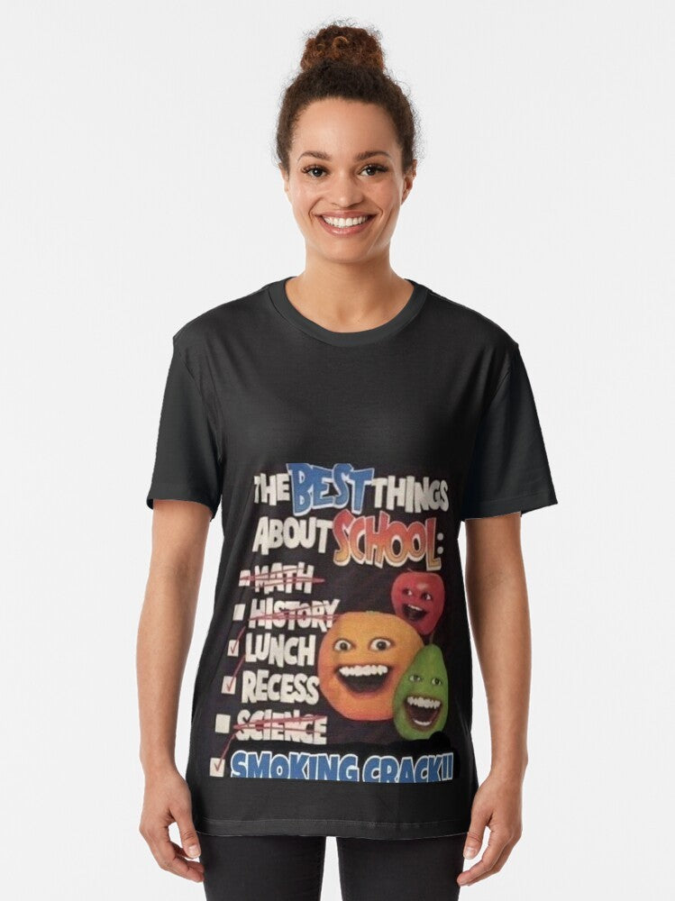 Annoying Orange graphic tee featuring funny school-themed design - Women