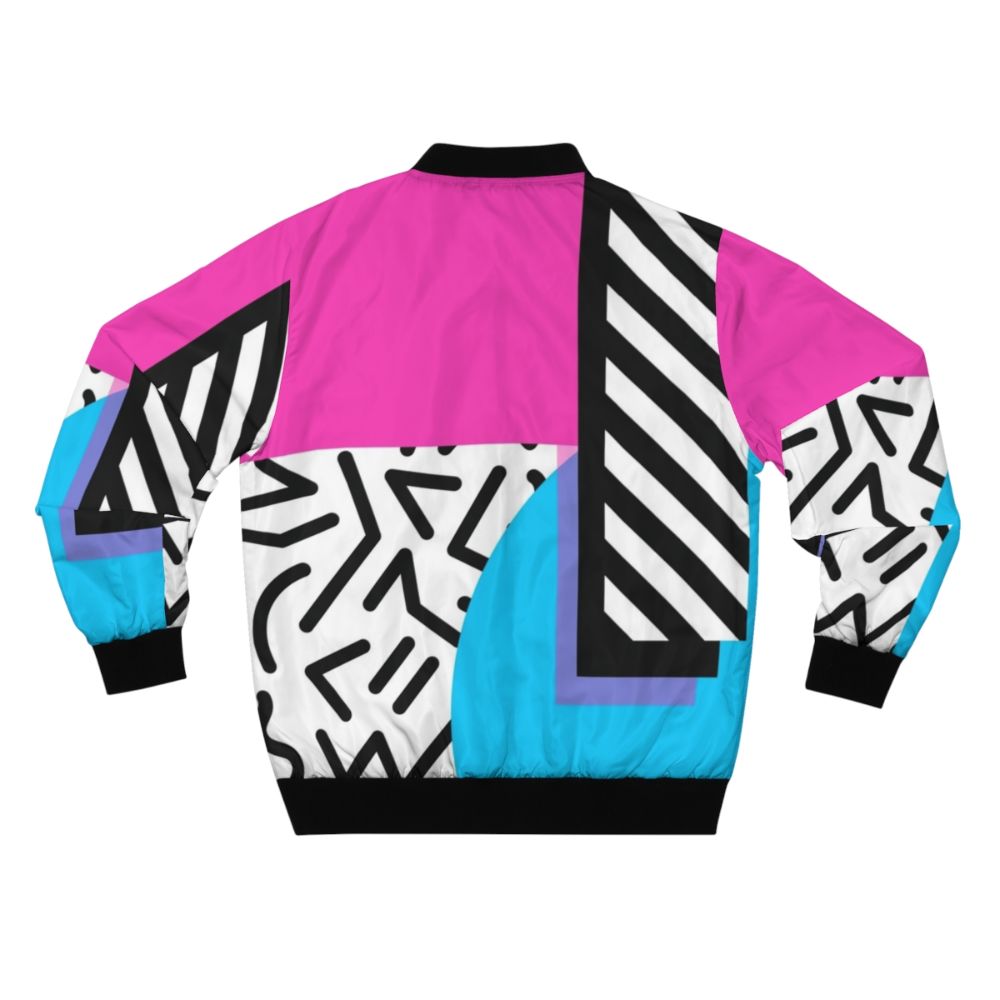 Colorful retro memphis abstract pattern bomber jacket - Back