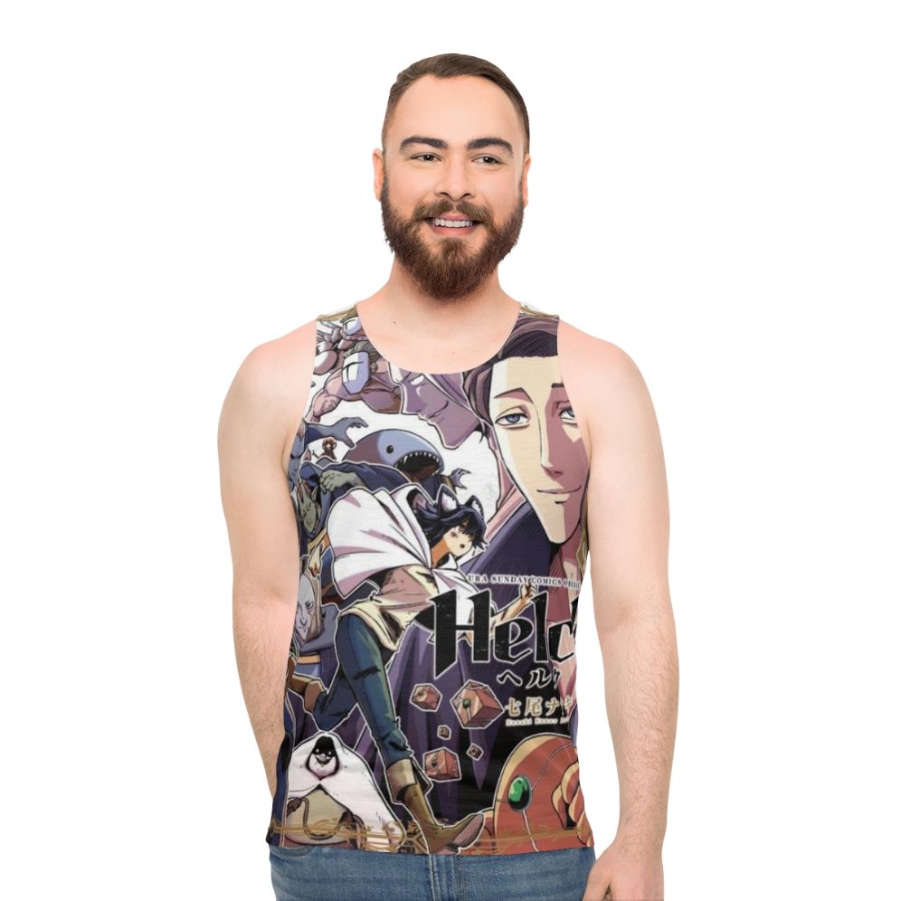 Helck Unisex Tank Top with Cute and Angry Anime Character Design - men