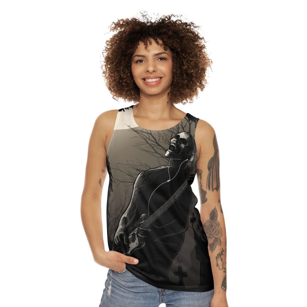 Midnight Rock Unisex Guitar Skull Tank Top - women