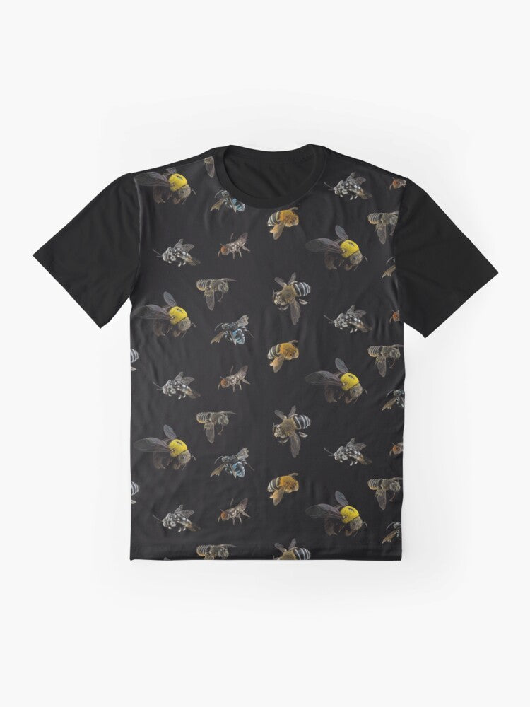 Native Australian Bees Botanical Illustration Graphic T-Shirt - Flat lay