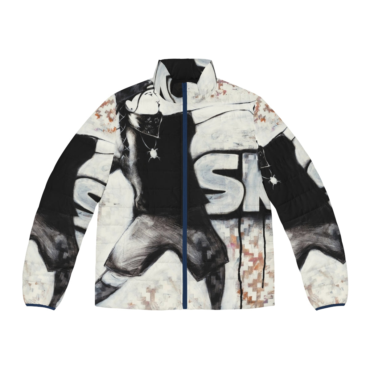 Skoden Puffer Jacket with Native American inspired Grafitti Design