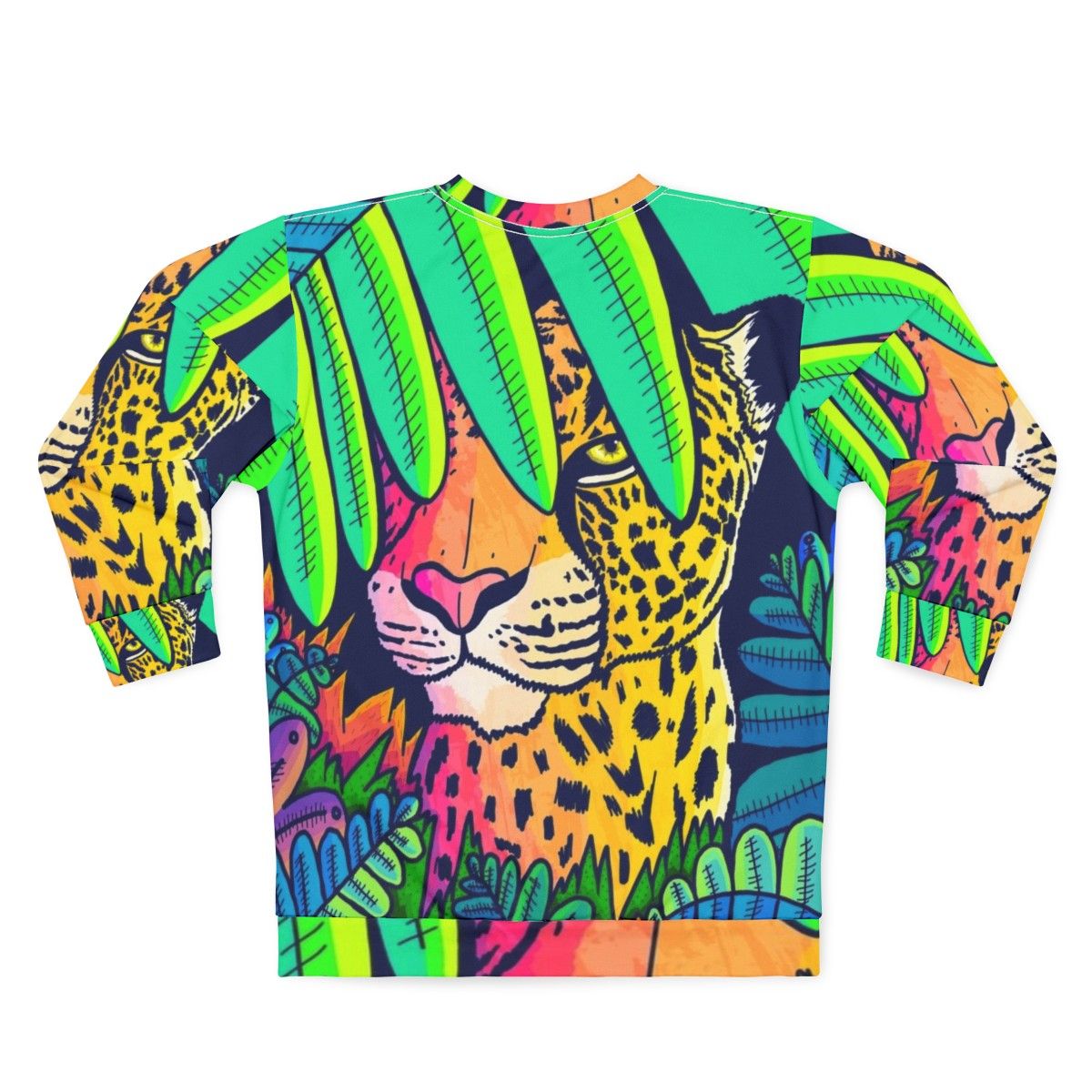 Jungle leopard print sweatshirt with vibrant, nature-inspired design - Back