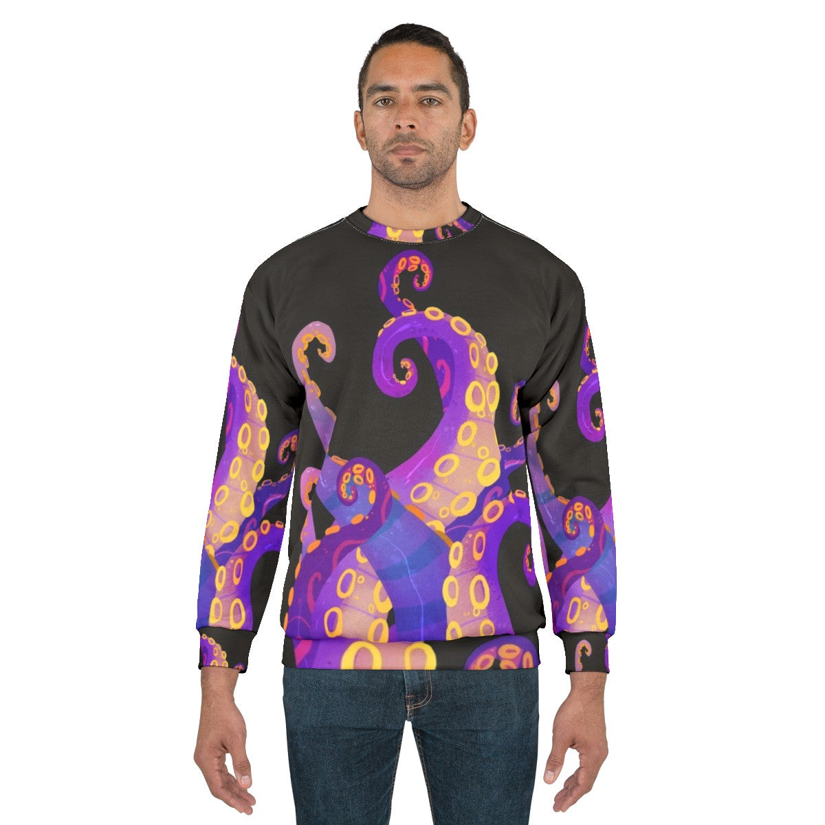 Tentacles Sweatshirt 3 - Cthulhu Inspired Purple Sea Creature Apparel - men