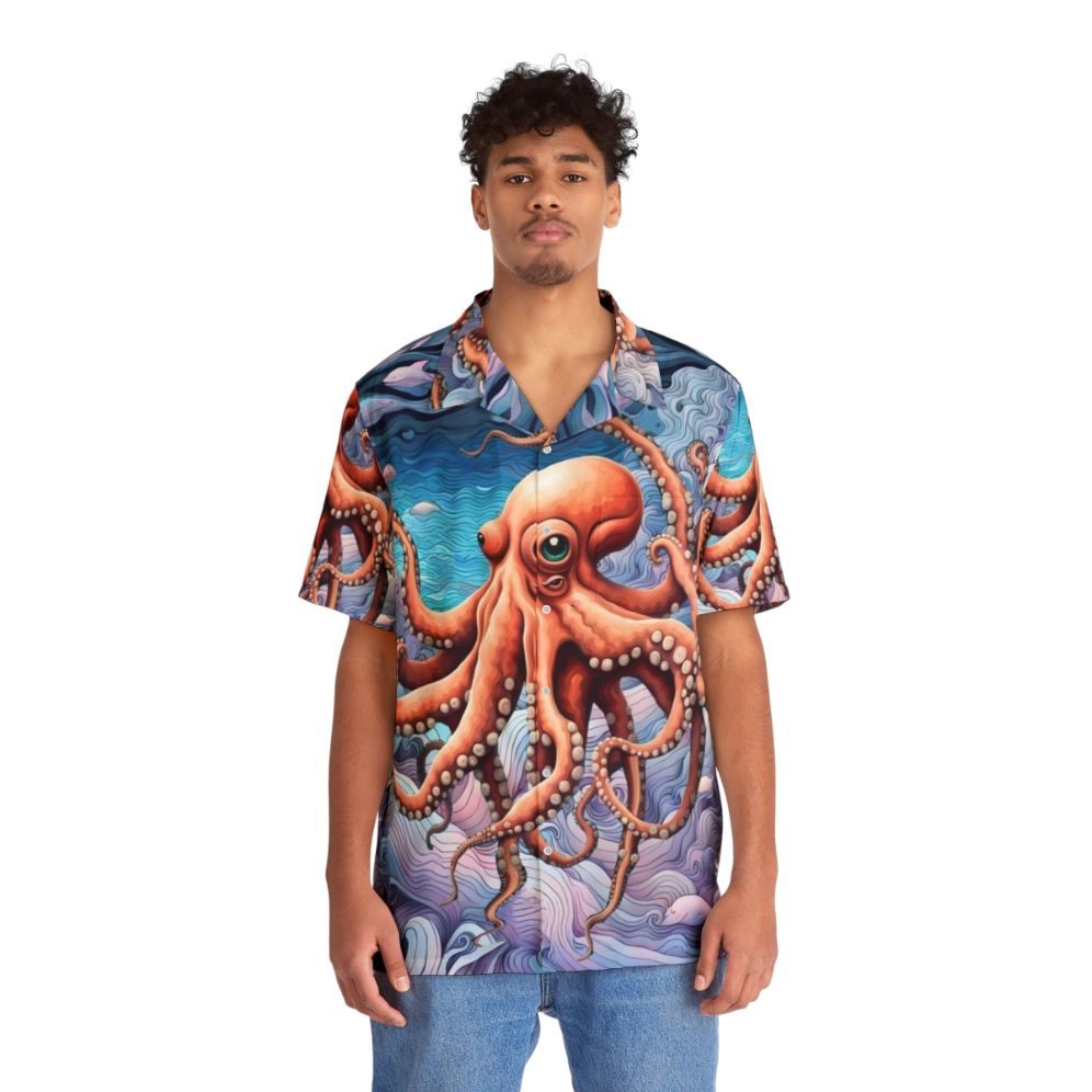 Abstract octopus Hawaiian shirt with colorful tropical pattern - Lifestyle