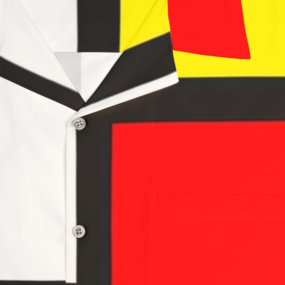 Mondrian-inspired Hawaiian shirt with geometric primary color patterns - Detail