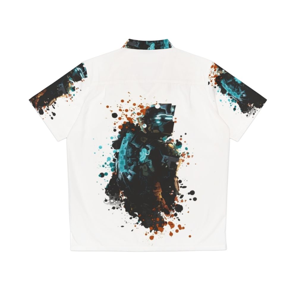 Dead Space Dark Splatter Hawaiian Shirt with Isaac Clarke and Splatter Art - Back