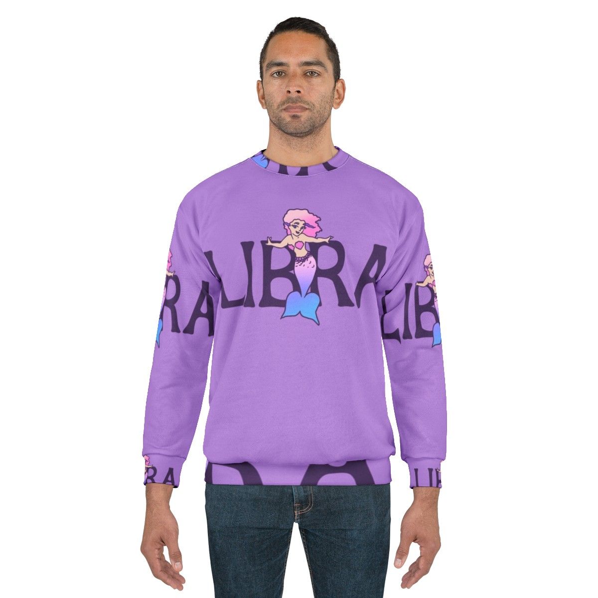 Libra mermaid sweatshirt with pink and constellation design - men