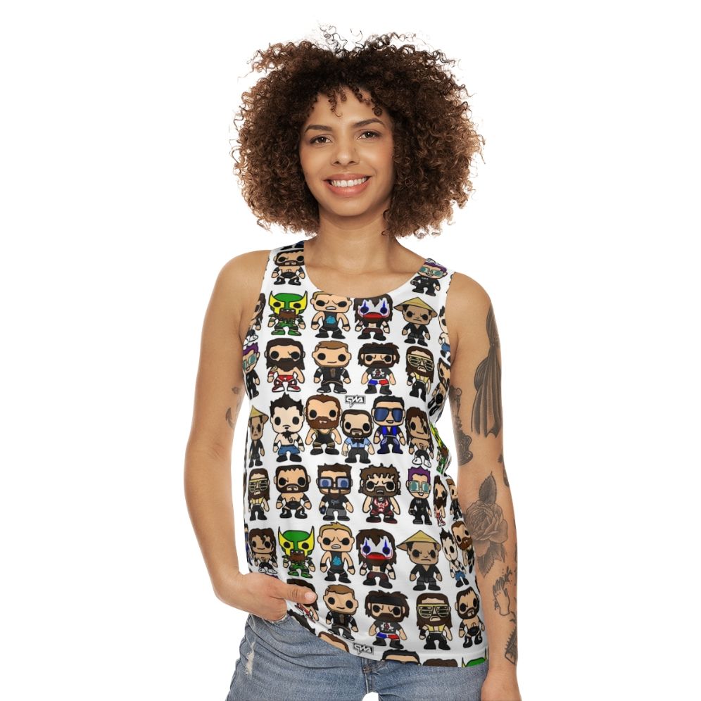 Qwa Vinyl Pop Art Wrestling Unisex Tank Top - women