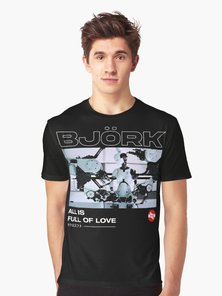 Bjork 'All is Full of Love' Iconic Graphic T-Shirt featuring the pop art style singer - Men