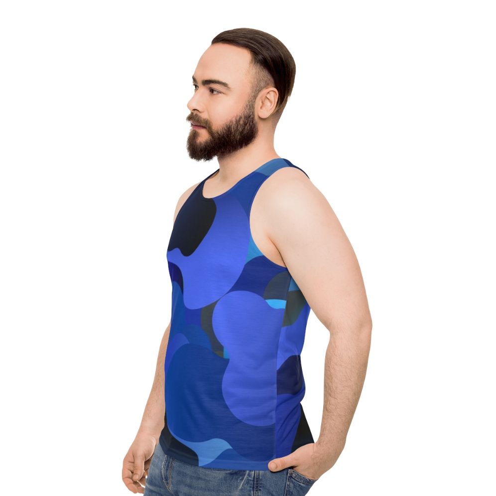 Blue camouflage unisex tank top - men side