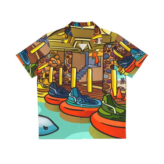 Bumper Boats Hawaiian Shirt featuring a scary shark design