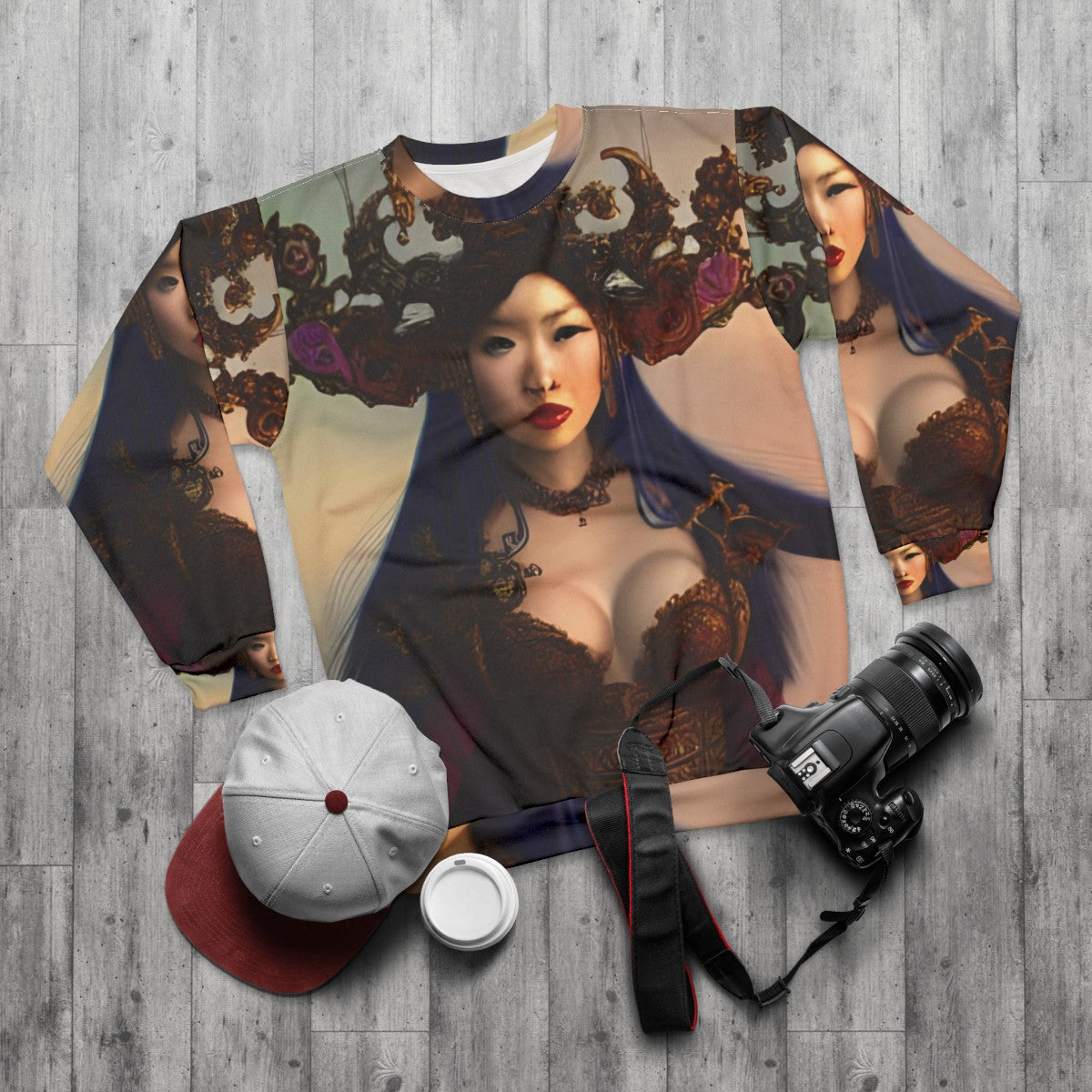 Zheng Yi Sao, Chinese Pirate Queen Portrait Sweatshirt - flat lay