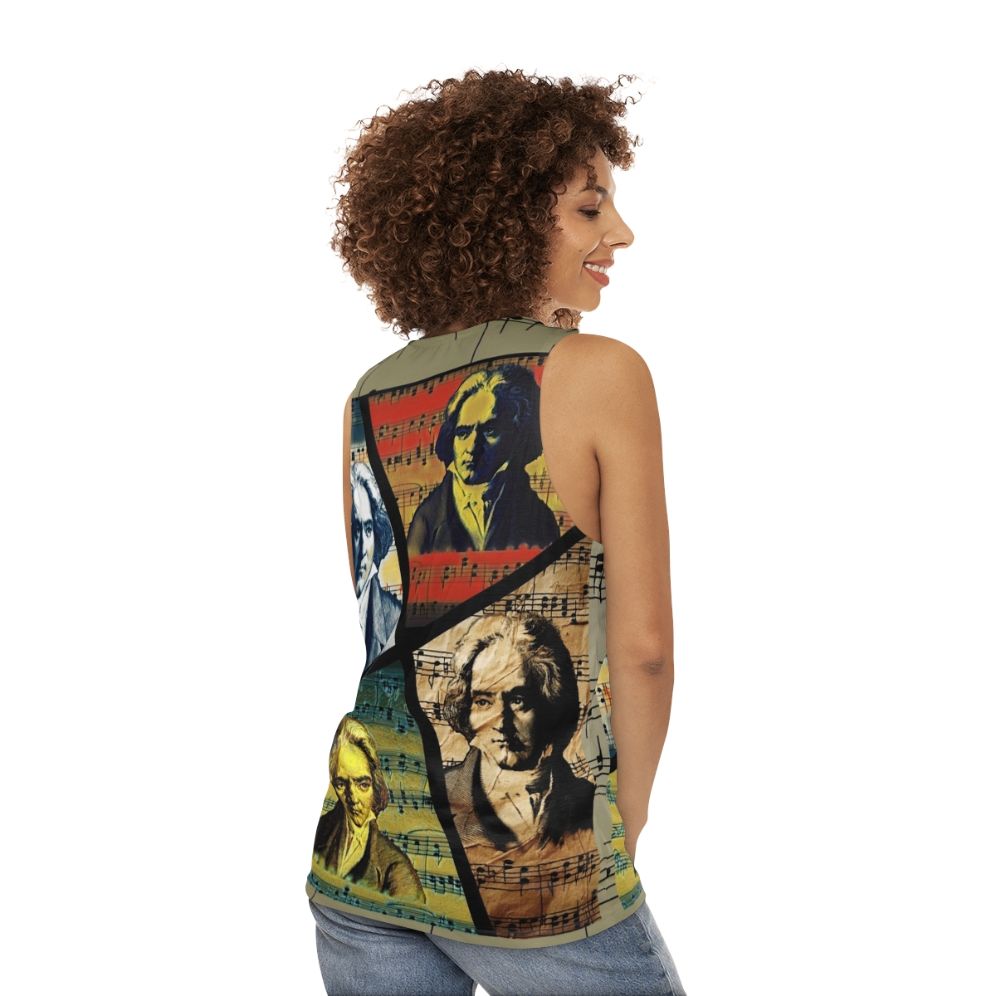 Beethoven classical art collage unisex tank top - women back