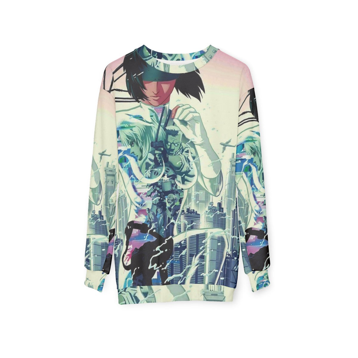 Ghost In The Shell Anime Sweatshirt Featuring Masamune Shirow's Iconic Artwork - hanging