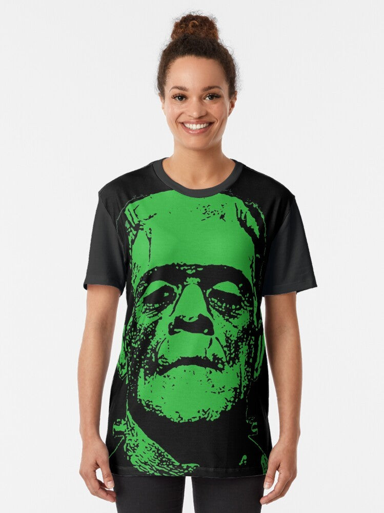 Vintage Frankenstein graphic t-shirt with classic horror monster design - Women