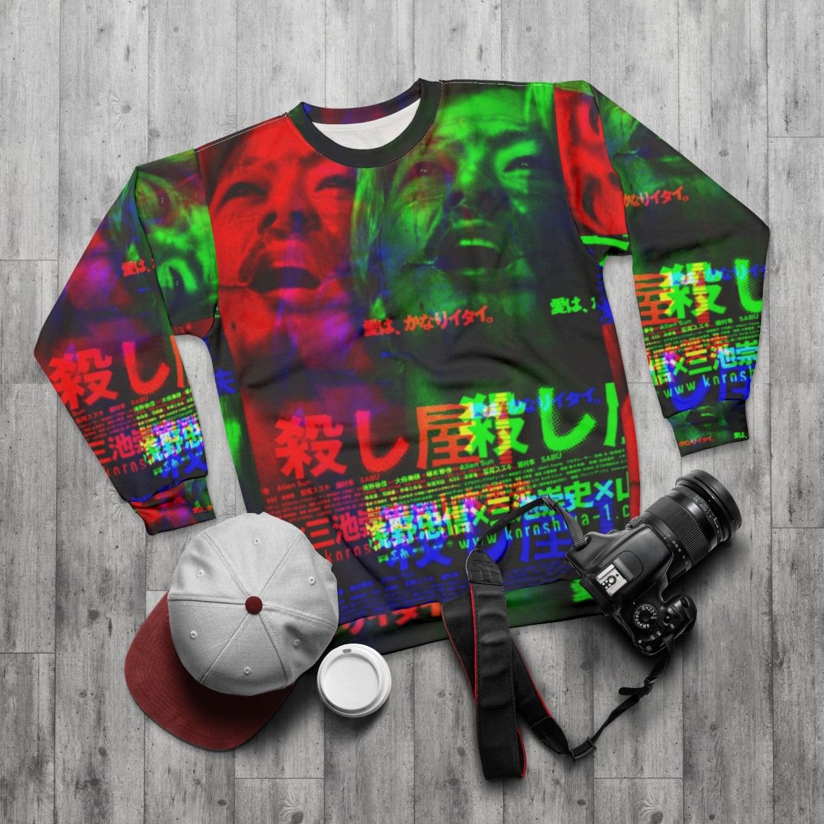 Ichi the Killer Glitch Vaporwave Sweatshirt - flat lay