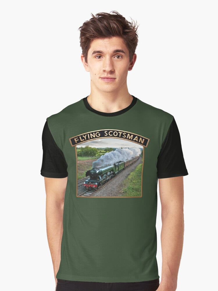 Vintage graphic of the iconic Flying Scotsman steam train locomotive - Men