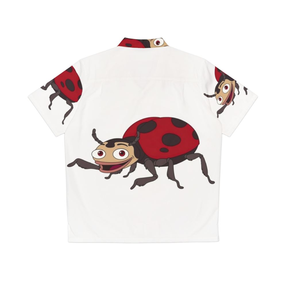 Vibrant Hawaiian shirt featuring a playful ladybug design inspired by the Netflix show Big Mouth - Back