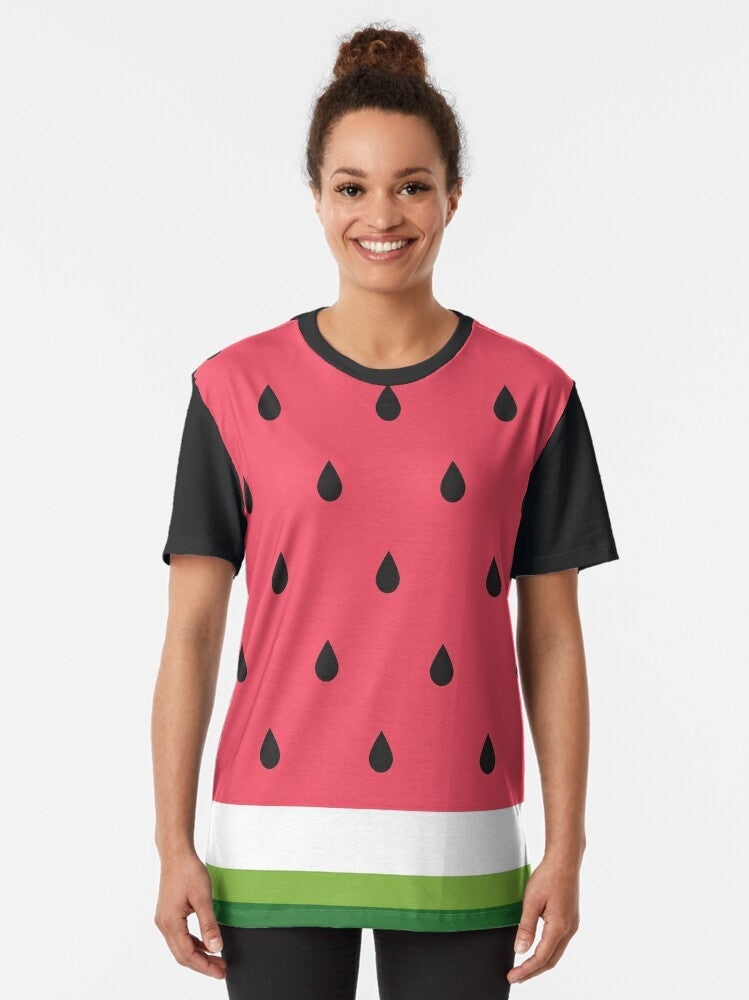 Vibrant watermelon abstract graphic design on a t-shirt - Women