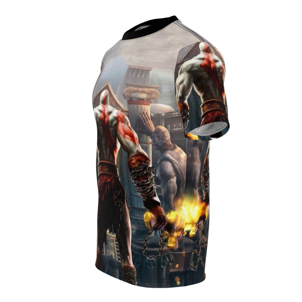 T-shirt featuring the character Kratos from the God of War video game series - men left