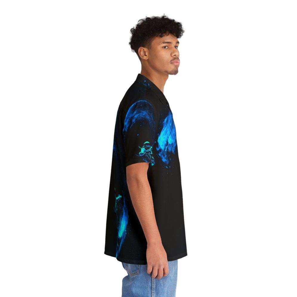 Cosmic Surf Hawaiian Shirt featuring galaxy, stars, and astronaut design - People Pight