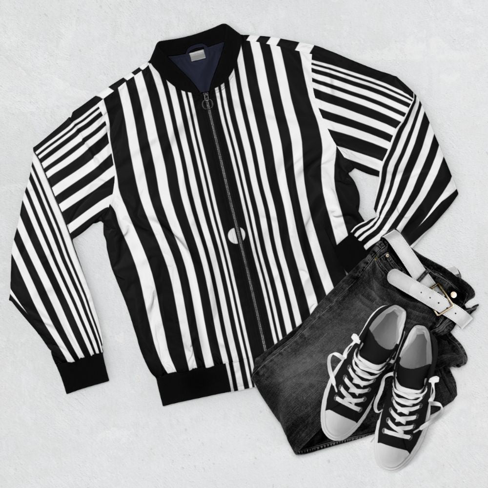 Doppler Effect Bomber Jacket with Sheldon Cooper Inspired Design - Flat lay