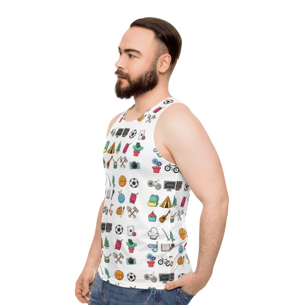 Hobbies sticker pack unisex tank top - men side