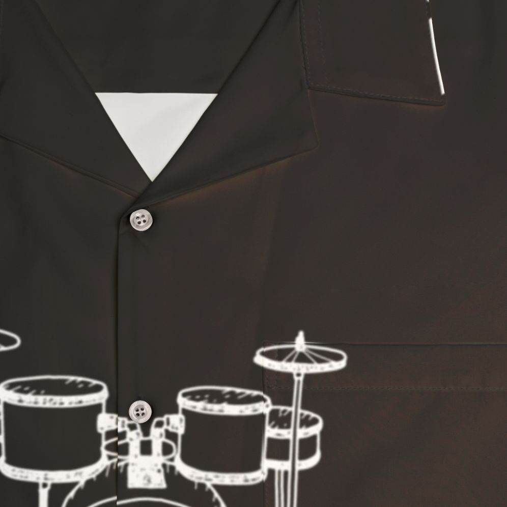 Drummer Heartbeat Hawaiian Shirt with Drums Graphic - Detail