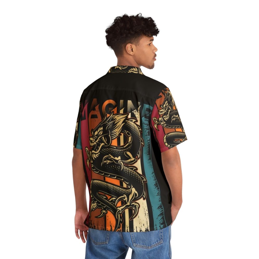 Vintage Hawaiian shirt with Imagine Dragons dragon art design - People Back