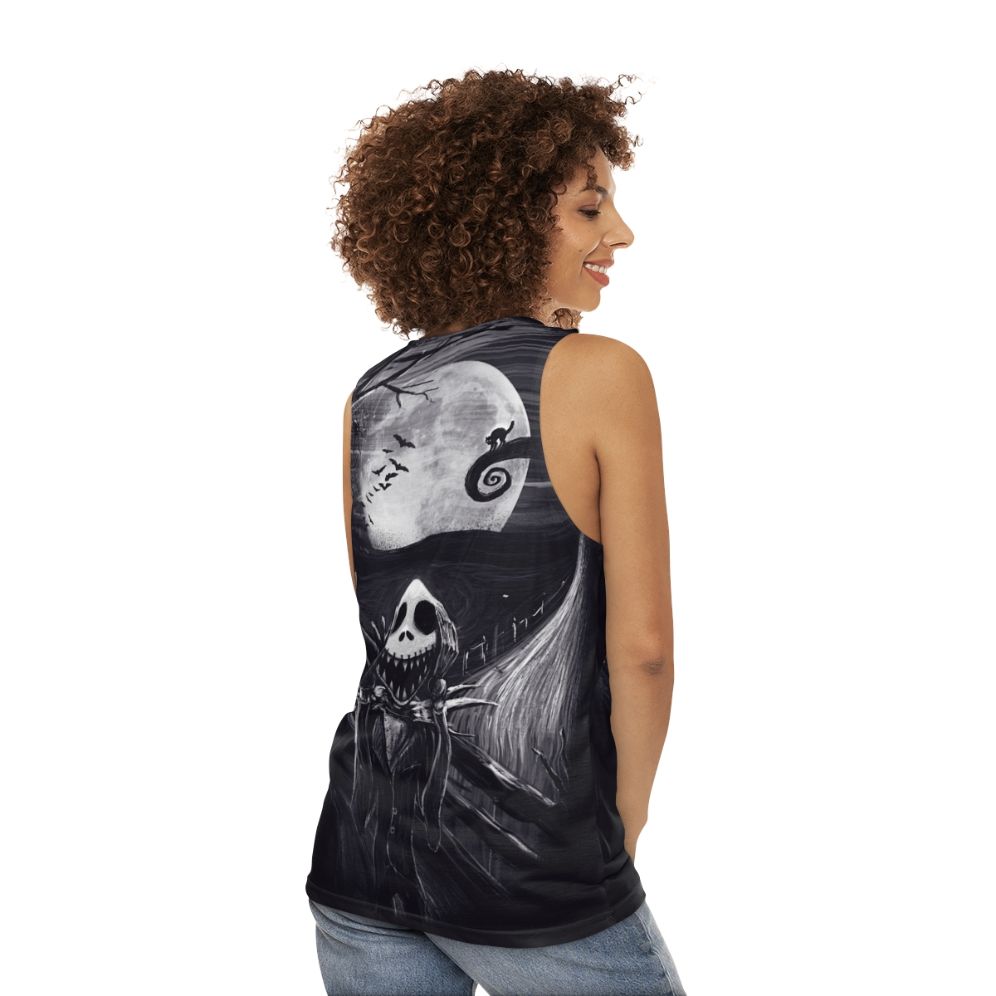 Unisex "The Scream Before Christmas" tank top featuring Jack Skellington - women back