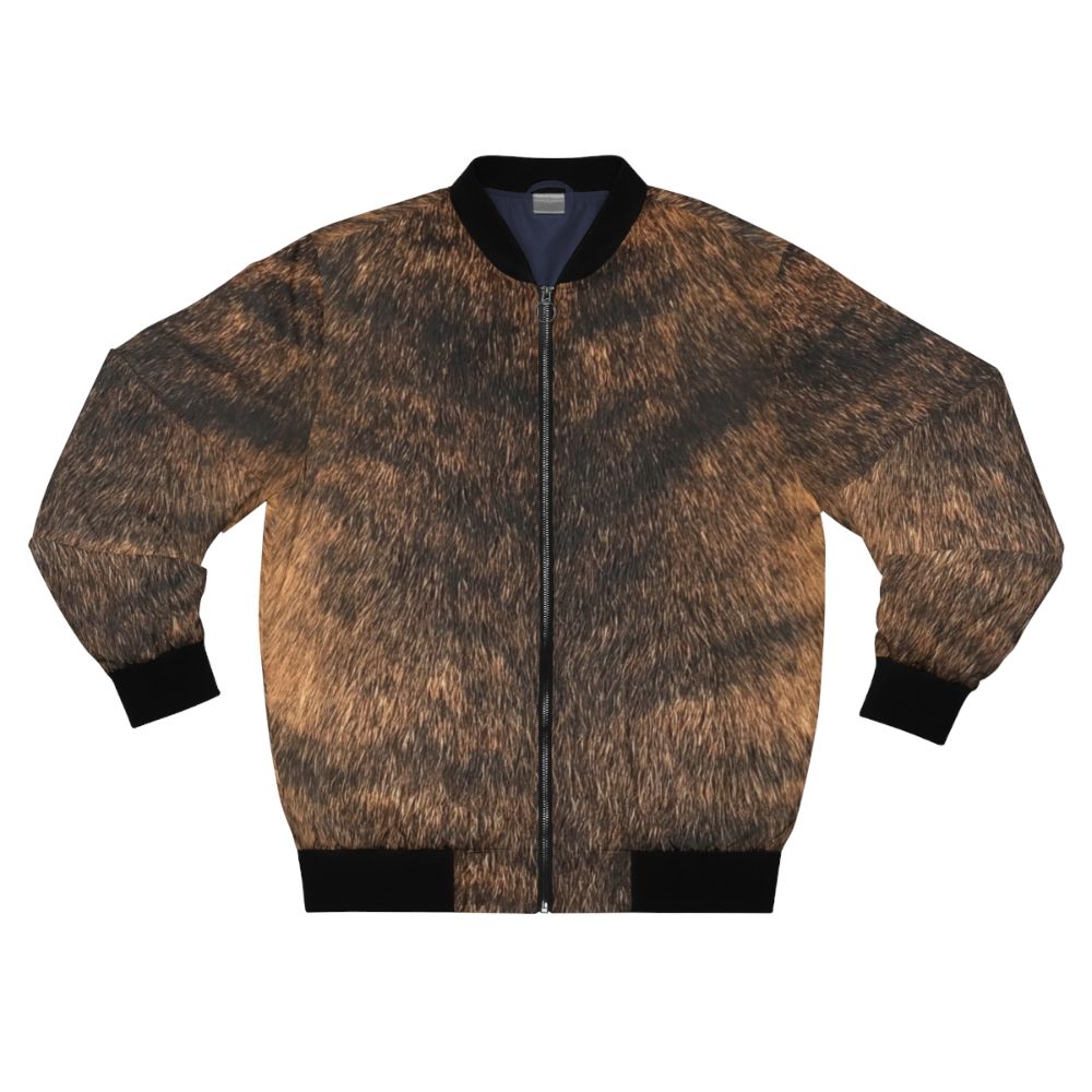 Brindle animal print faux fur bomber jacket for dogs