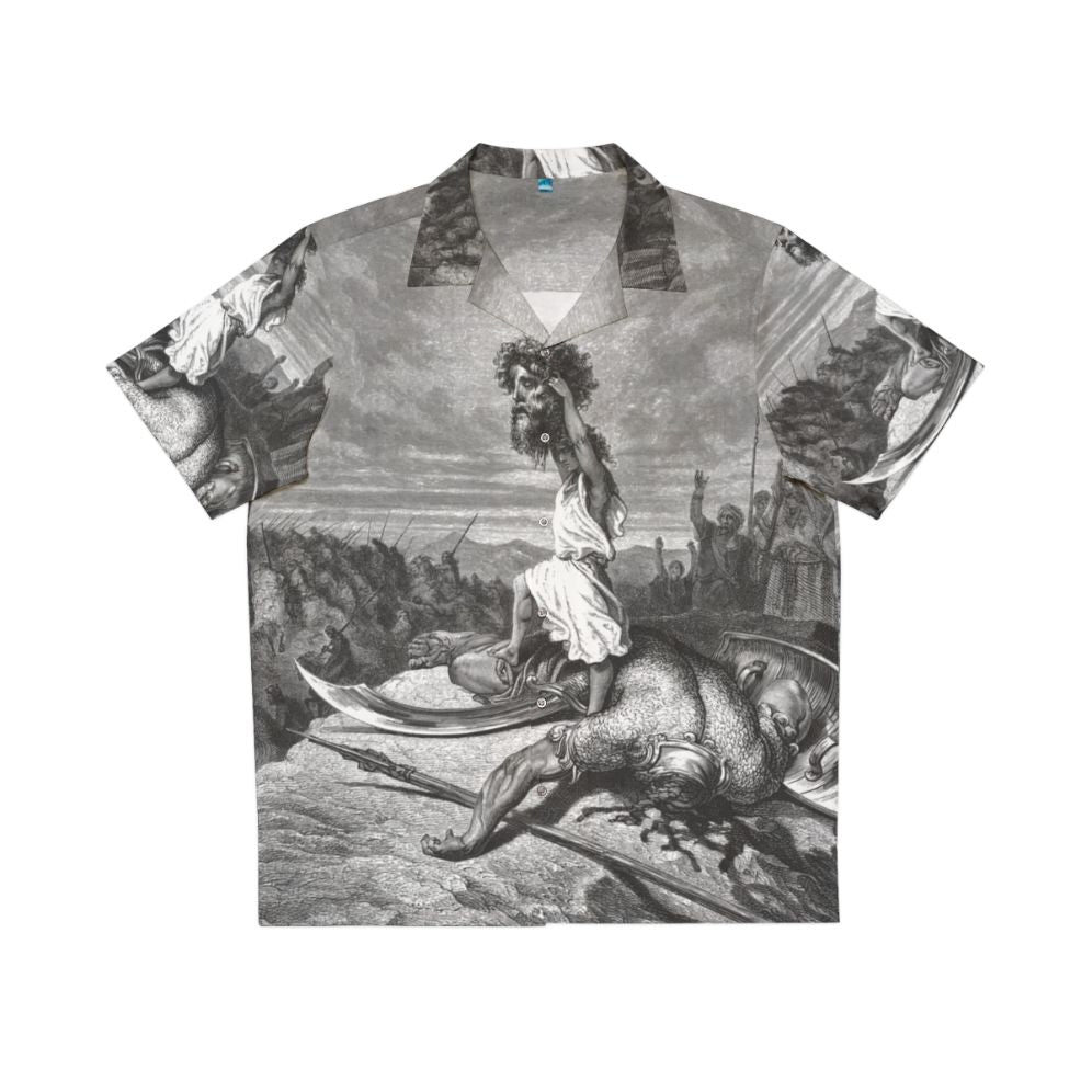 Davide E Golia Hawaiian Shirt featuring biblical David and Goliath design