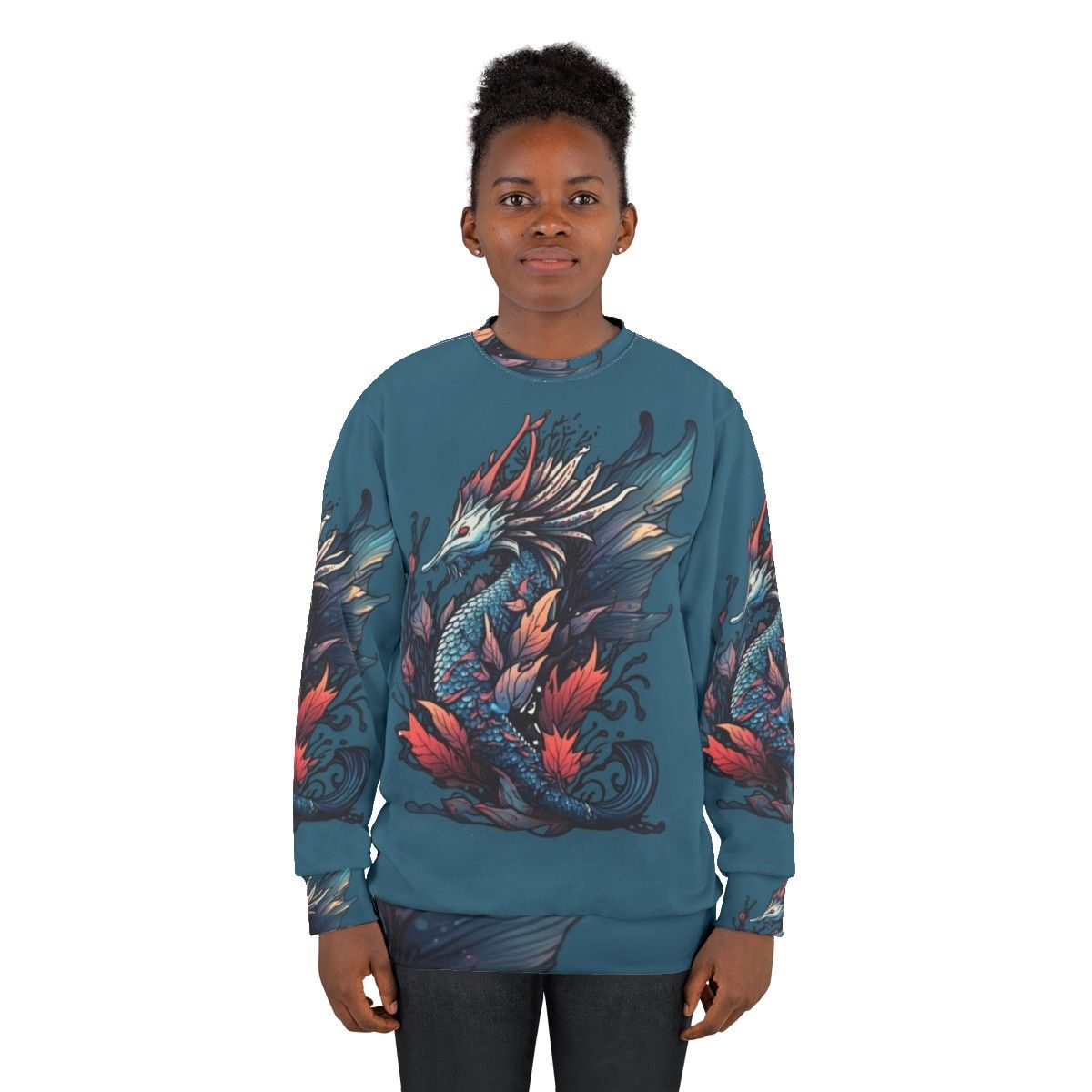 Mythical sea creatures sweatshirt featuring enchanted fantasy beasts - women