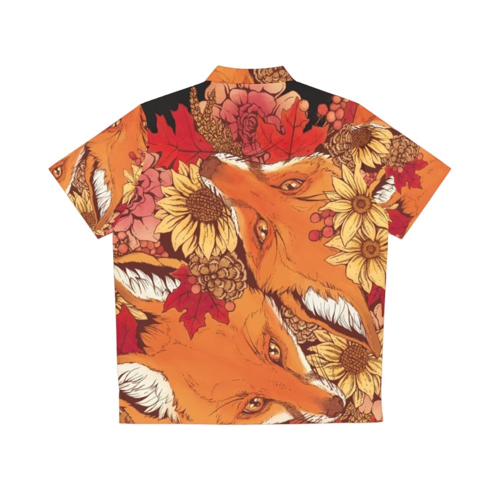 Autumn fox bloom floral Hawaiian shirt - Back