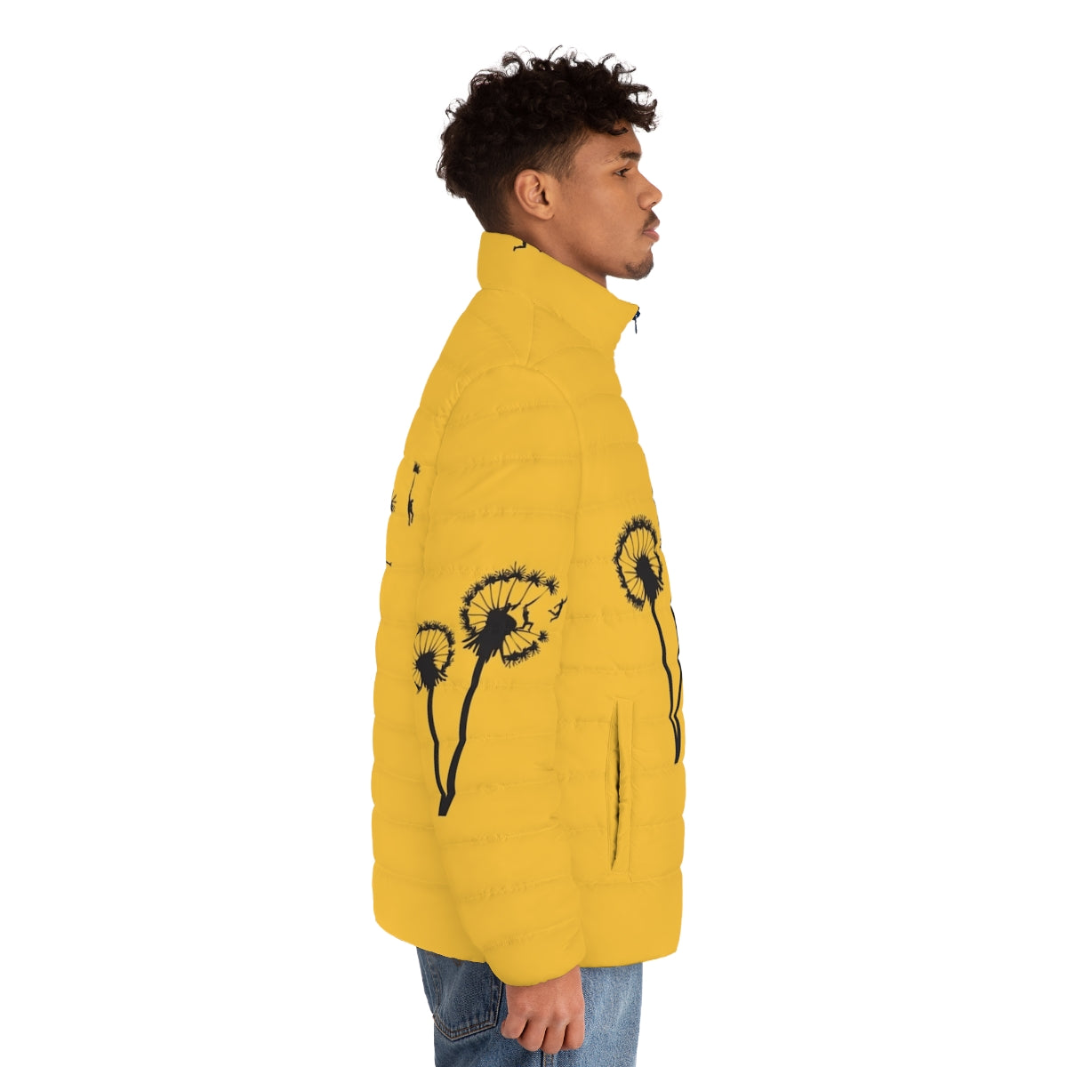 Vintage dandelion people puffer jacket with a flying, silhouette design - men side right