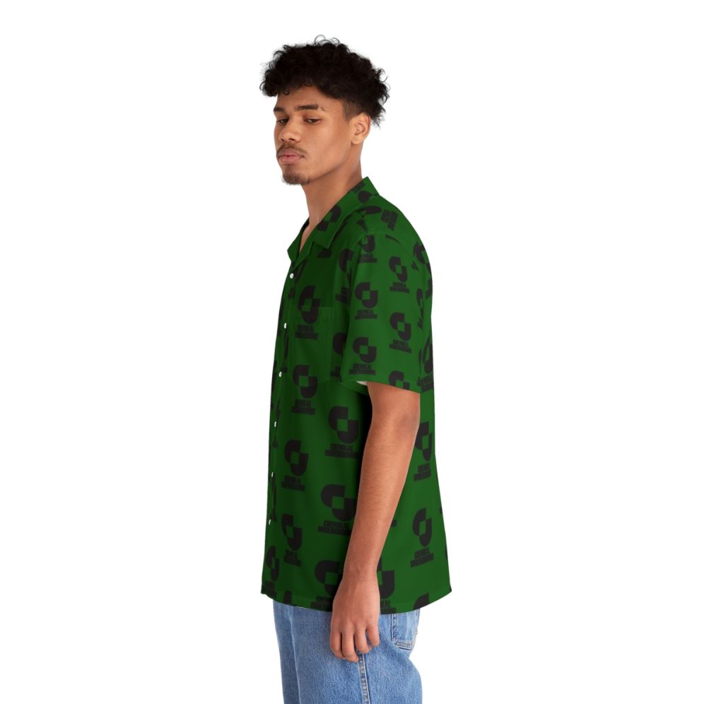 Black Hawaiian Shirt with Music Themed Graphics - People Left